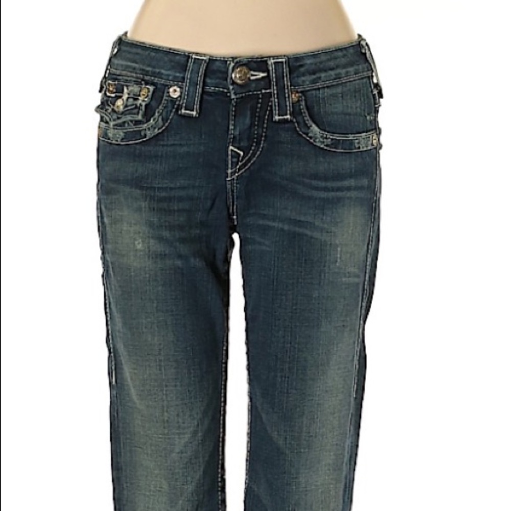 True Religion distressed bootleg jeans